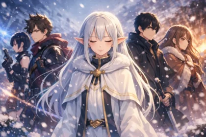 Anime characters in a snowy scene representing the most anticipated anime of Winter 2026.