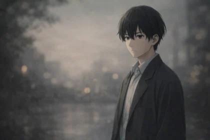 Anime character presence illustrated through calm emotion and subtle storytelling