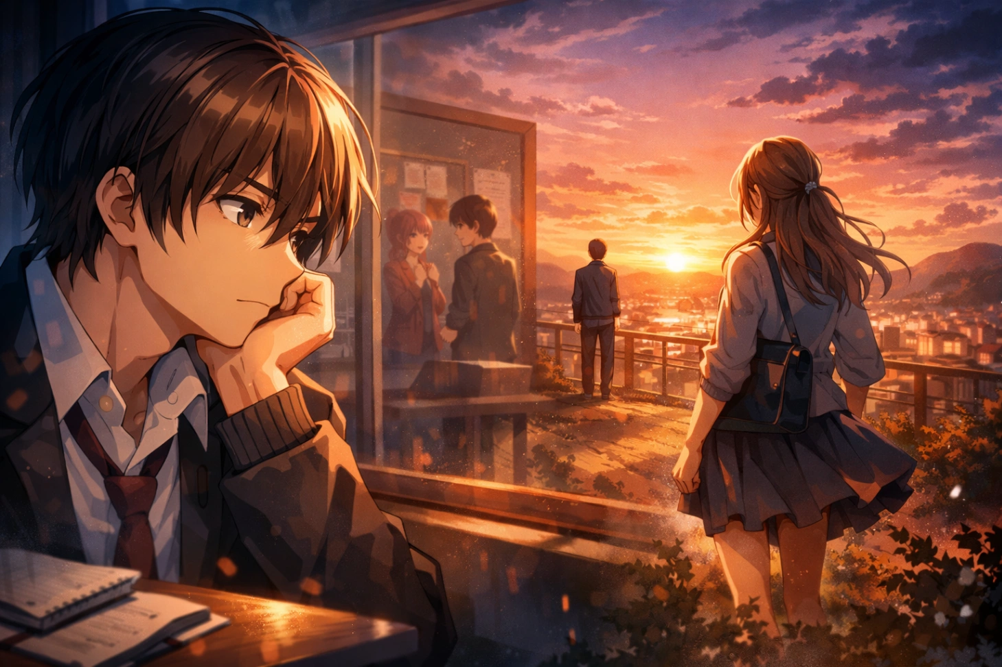 Editorial anime illustration showing multiple characters from different perspectives, emphasizing emotional depth and storytelling in anime perspective.