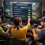 Video game accessibility options showing inclusive gameplay features for accessible gaming