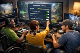 Video game accessibility options showing inclusive gameplay features for accessible gaming