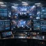 Esports Integrity Systems control room with anti-cheat dashboards