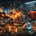 Game Physics Engine simulation with realistic collisions, soft body and rigid body physics in a futuristic 3D environment